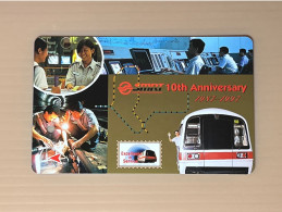 Mint Singapore SMRT TransitLink Metro Train Subway Ticket Card, SMRT 10th Anniversary 1987-1997, Mint Set Of 1 Card - Singapur