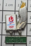 1818B Pin's Pins / Beau Et Rare /  JEUX OLYMPIQUES / ALBERTVILLE 1992 PARCOURS DE LA FLAMME LYON - Olympische Spelen