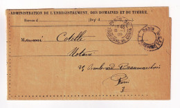 Franchise 1909 Direction Générale Enregistrement Des Domaines Et Du Timbres Conseil Des Prud'hommes Tribunal Commerce - Cartas & Documentos