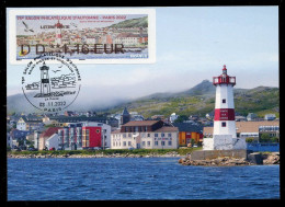 FRANCE (2022) Carte Maximum Card ATM LISA - 75e Salon Philatélique Automne, Saint-Pierre-et-Miquelon, Phare, Lighthouse - 2020-…