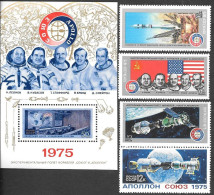 Russia Space S/ Sheet + 4s 1975 MNH. ASTP Apollo - Soyuz - Russie & URSS