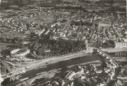 CPSM Dax  Vue Aérienne  L'Adour Les Arènes Et La Cathédrale Notre Dame - Dax