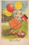 OSTERN KANINCHEN EI Vintage Ansichtskarte Postkarte CPA #PKE242.DE - Easter