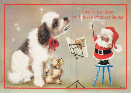 WEIHNACHTSMANN SANTA CLAUS HUND WEIHNACHTSFERIEN Vintage Postkarte CPSM #PAK918.DE - Santa Claus