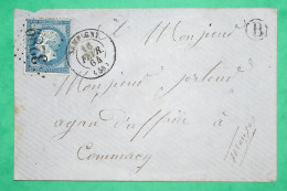 N°22 GC 3289 SAMPIGNY MEUSE BOITE RURALE B POUR COMMERCY 1864 LETTRE COVER FRANCE - 1849-1876: Période Classique