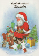 PAPÁ NOEL Animales NAVIDAD Fiesta Vintage Tarjeta Postal CPSM #PAK642.ES - Santa Claus