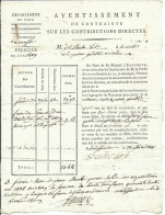 1809 DEPARTEMENT DU TARN - AVERTISSEMENT DE CONTRAINTE SUR LES CONTRIBUTIONS  DIRECTES - Sammlungen