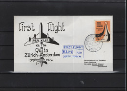 Schweiz Luftpost FFC KLM 19.9.1972 Quito - Zürich - Erst- U. Sonderflugbriefe