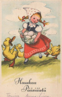 PÂQUES ENFANTS ŒUF Vintage Carte Postale CPA #PKE366.FR - Ostern