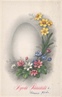 EASTER FLOWERS EGG Vintage Postcard CPA #PKE175.GB - Pasqua