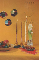 Happy New Year Christmas CANDLE Vintage Postcard CPSMPF #PKD045.GB - Nouvel An