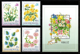 Ungarn 1994 - Mi.Nr. 4302 - 4305 + Block 230 - Postfrisch MNH - Blumen Flowers - Sonstige & Ohne Zuordnung