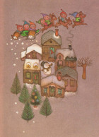 Happy New Year Christmas SNOWMAN Vintage Postcard CPSM #PAZ655.GB - Nieuwjaar