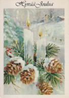 Happy New Year Christmas CANDLE Vintage Postcard CPSM #PAZ351.GB - Nieuwjaar