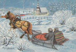 Happy New Year Christmas HORSE Vintage Postcard CPSM #PAW865.GB - New Year