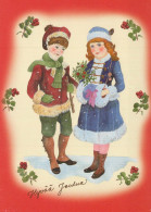 Happy New Year Christmas CHILDREN Vintage Postcard CPSM #PAW545.GB - Nouvel An