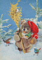 Happy New Year Christmas TEDDY BEAR Vintage Postcard CPSM #PAU870.GB - Nouvel An
