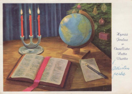 Happy New Year Christmas CANDLE Vintage Postcard CPSM #PAT071.GB - Año Nuevo