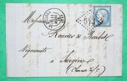 N°60A GC 543 LA BOUILLE SEINE INFERIEURE POUR SURGERES CHARENTE INFERIEURE 1872 LETTRE COVER FRANCE - 1849-1876: Klassik