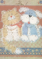 DOG AND CAT Animals Vintage Postcard CPSM #PAM049.GB - Chiens