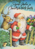 SANTA CLAUS ANIMALS CHRISTMAS Holidays Vintage Postcard CPSM #PAK570.GB - Kerstman