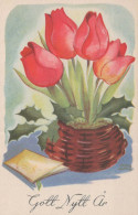 Buon Anno Natale FIORI Vintage Cartolina CPSMPF #PKD727.IT - New Year