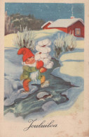 Buon Anno Natale GNOME Vintage Cartolina CPSMPF #PKD478.IT - Neujahr