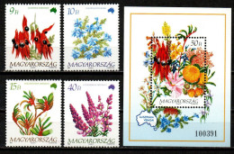 Ungarn 1992 - Mi.Nr. 4220 - 4223 + Block 223 - Postfrisch MNH - Blumen Flowers - Other & Unclassified