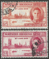 Northern Rhodesia. 1946 Victory. Used Complete Set. SG 46-47. M5058 - Northern Rhodesia (...-1963)