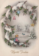 Buon Anno Natale BAMBINO Vintage Cartolina CPSM #PAW805.IT - Anno Nuovo