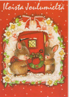 Buon Anno Natale CONIGLIO Vintage Cartolina CPSM #PAV267.IT - Nouvel An