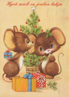 Buon Anno Natale MOUSE Vintage Cartolina CPSM #PAU938.IT - Nieuwjaar