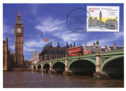 MONACO (2022) Carte Maximum Card LONDON 2022 International Stamp Exhibition, House Of Commons Big Ben Westminster Bridge - Cartes-Maximum (CM)
