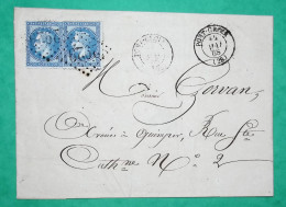 N°29 PAIRE GC 2929 PONT CROIX FINISTERE DOUBLE PORT POUR QUIMPER 1868 LETTRE COVER FRANCE - 1849-1876: Période Classique