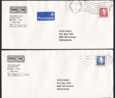 Denmark: 2x Cover To Netherlands, 1992, 1 Stamp Each, Queen, 1x A-label (minor Creases) - Storia Postale