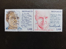 Monaco 2024 Tribute Marcel PAGNOL 50th Death 1895 1974 And Prince Pierre 2v Se Tenant Mnh - Nuovi