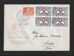 1951 NATIONALE BRIEFMARKEN-AUSSTELLUNG LUZERN ►dekorativer Brief Mit Zudruck LUNABA Luzern 1951 - Storia Postale