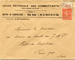 FRANCE LETTRE AFFRANCHIE AVEC LE N°199 PUB " A LA TOILE D'AVION " DEPART GENNEVILLIERS ?-11-26 SEINE POUR LA FRANCE - Cartas & Documentos