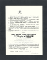 M. OTTO De MENTOCK  - Bourgmestre De PROFONDEVILLE Né à Oostcamp Le 6-1-1889 Décédé à NAMUR Le 18-11-1955 - Todesanzeige