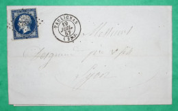 N°14 PC 3323 TAULIGNAN DROME POUR LYON RHONE 1857 LETTRE COVER FRANCE - 1849-1876: Classic Period