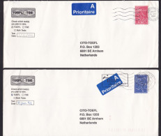 Denmark: 2x Cover To Netherlands, 1992, 1 Stamp Each, Clean, Dog Poop, Trash Bin, A-label (minor Damage) - Storia Postale