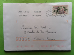 France Lettre Verte Avec Timbre Série MOTIF DE FLEURS , Lilas , 2021, TB - Covers & Documents