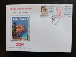 Monaco 2024 Tribute Marcel PAGNOL 50th Death 1895 1974 And Prince Pierre 2v FDC - Nuovi