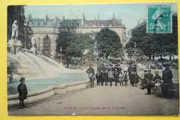 CPA PARIS- CARTE COLORISEE. LE JARDIN DE LA TRINITE - Parcs, Jardins