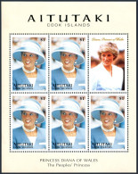 Aitutaki 522 Sheet, MNH. Princes Diana, 1998. - Aitutaki