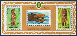 Aitutaki 162a Sheet, MNH. Capt.James Cooks In Hawaii-200, 1978. Wood Figurines. - Aitutaki