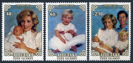 Aitutaki 364-366, 367 Ac Sheet, MNH. Birth Of Prince Henry, 1984. Diana,William, - Aitutaki