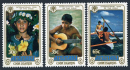 Aitutaki 173-175, B31, MNH. Mi 310-312,Bl.26. IYC-1979. Hibiscus, Guitar, Canoe. - Aitutaki