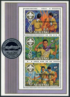 Aitutaki 287 Ac Sheet, MNH. Mi 469-471 Bl.42. 15th WORLD SCOUT JAMBOREE, 1983. - Aitutaki