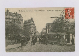 NEUILLY-sur-SEINE : Rue Des Chartres, Station Des Tramways, 1908 - Attelage (z4159) - Neuilly Sur Seine